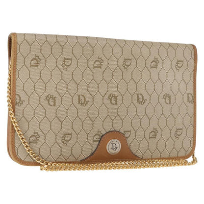 Christian Dior Vintage Honeycomb chain Canvas, BEIGE, CANVAS, Shoulder bag