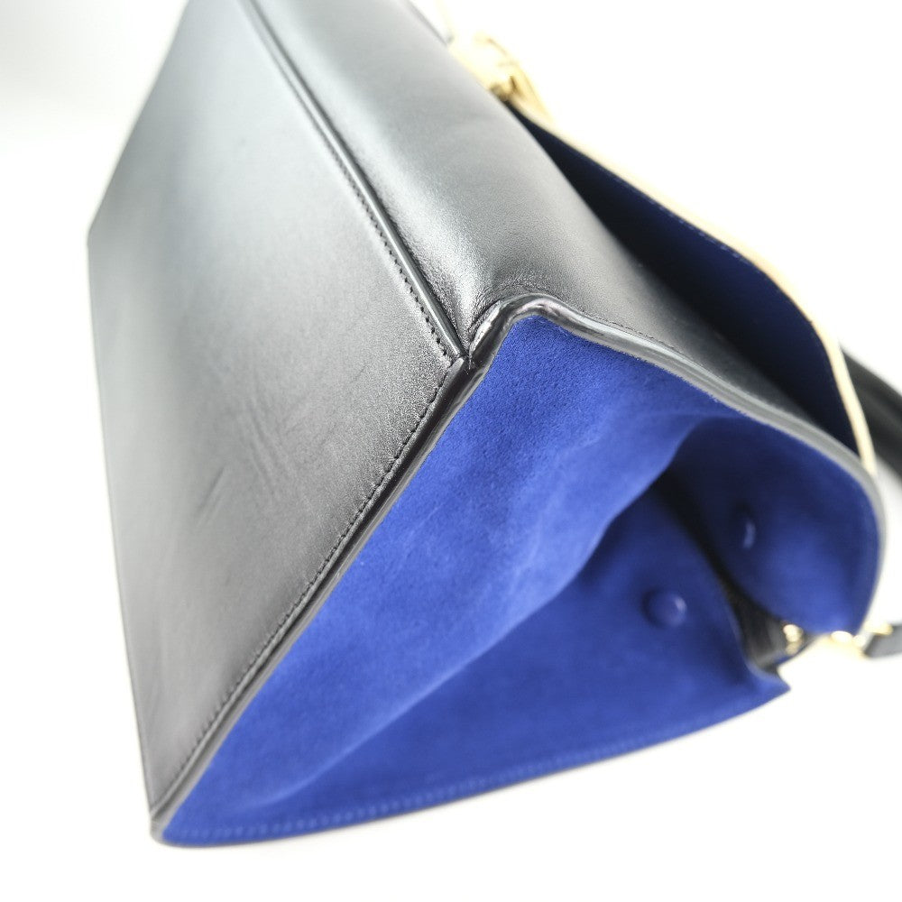 Celine Trapeze Bag Leather with Suede, BLACK, LEATHER, Bag