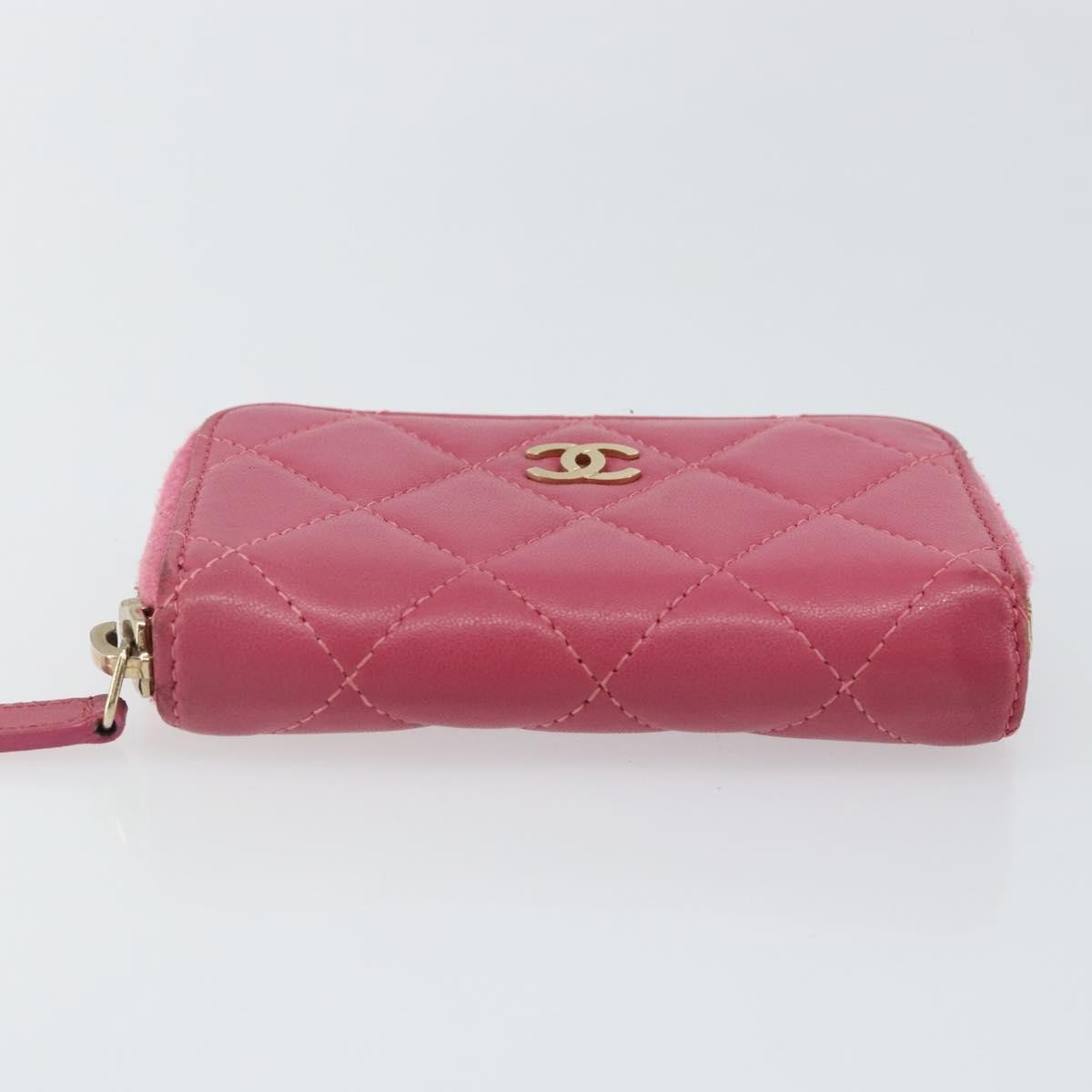 Chanel So Black CC Zip Coin Purse Quilted Lambskin, PINK, LEATHER, Wallets