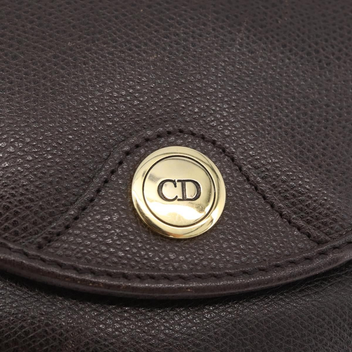Christian Dior Vintage CD Logo Shoulder Bag Leather, BROWN, LEATHER, Shoulder bag