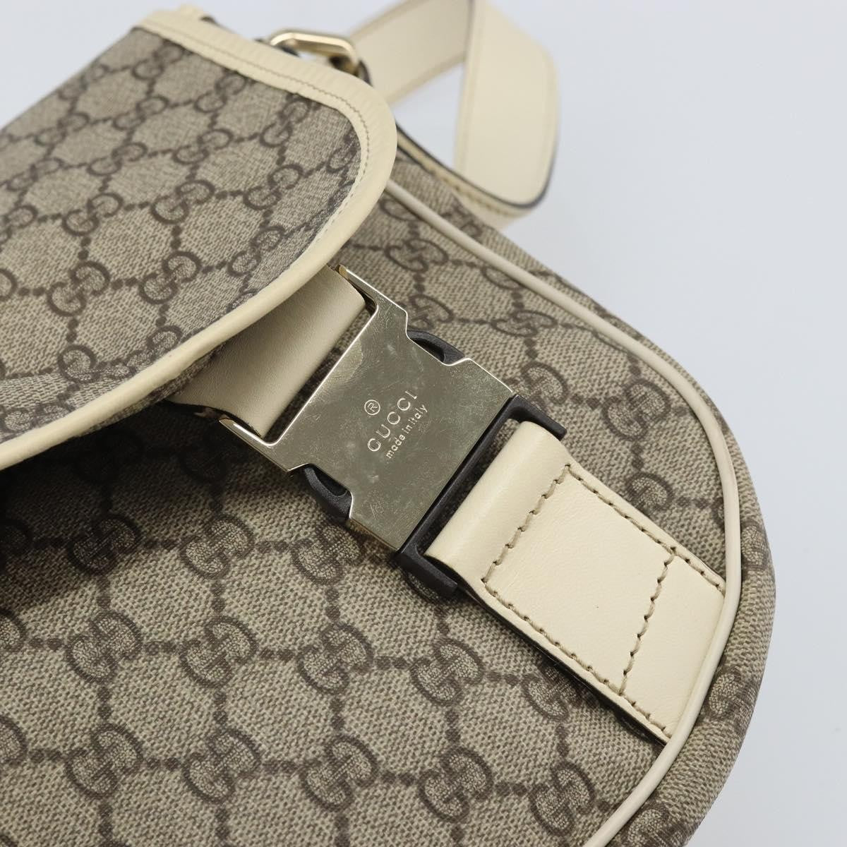 Gucci Double Buckle Flap Messenger Bag GG Coated Canvas with Leather, BEIGE, PVC, Shoulder bag