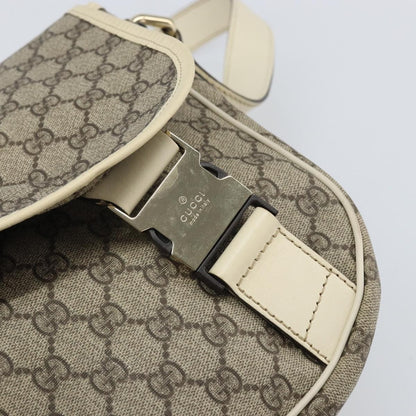 Gucci Double Buckle Flap Messenger Bag GG Coated Canvas with Leather, BEIGE, PVC, Shoulder bag