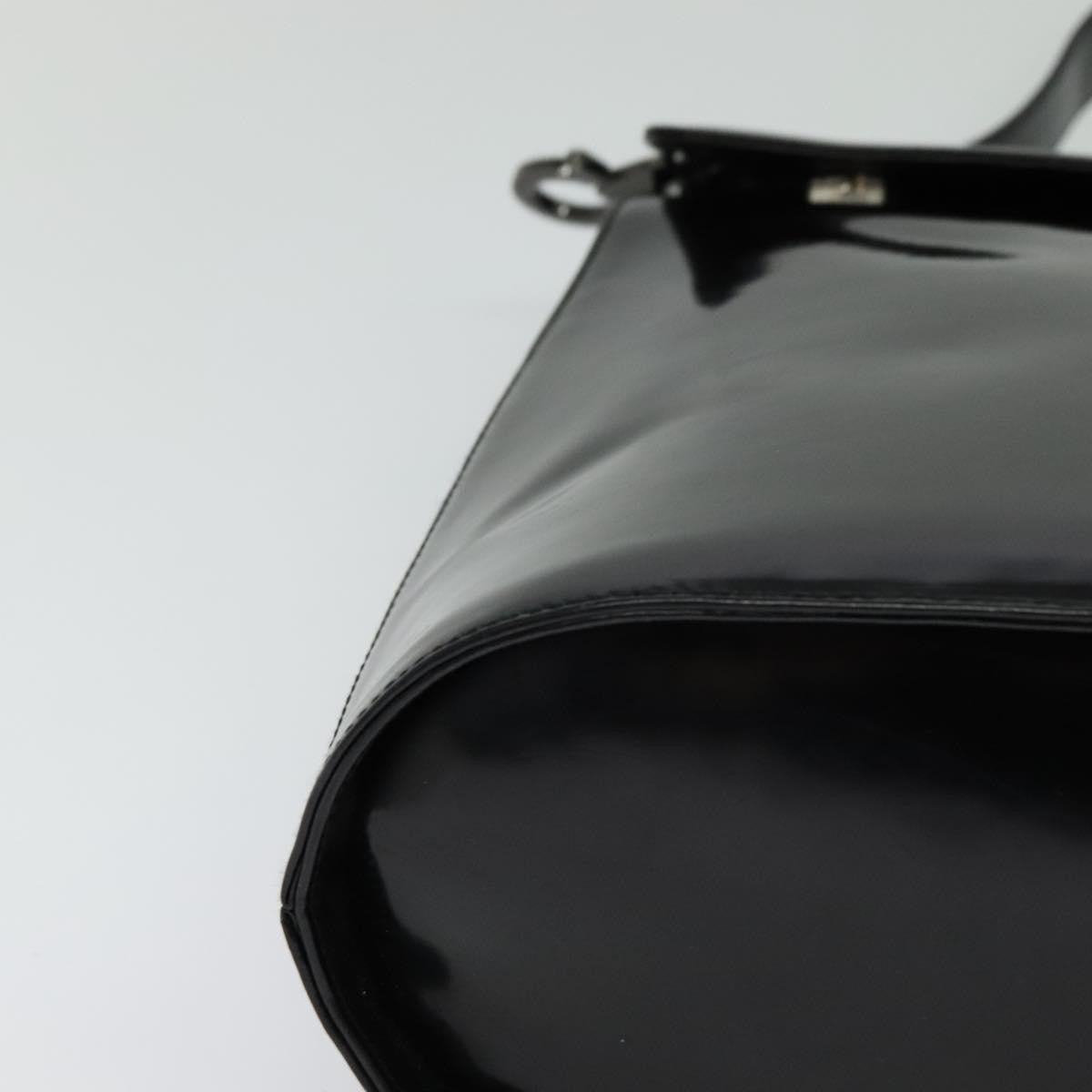 Salvatore Ferragamo Gancini Shoulder Bag Patent Leather, BLACK, PATENT_LEATHER, Shoulder bag