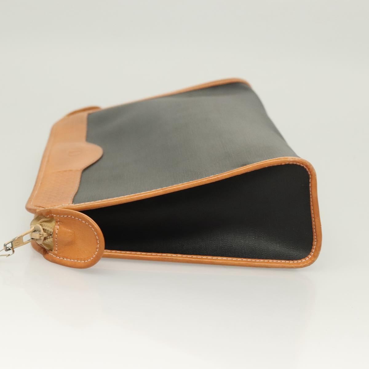 Christian Dior Vintage Zip Pochette Canvas and leather, BLACK, PVC, Clutche & pouche