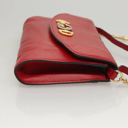 Gucci Zumi Shoulder Bag Leather, RED, LEATHER, Shoulder bag