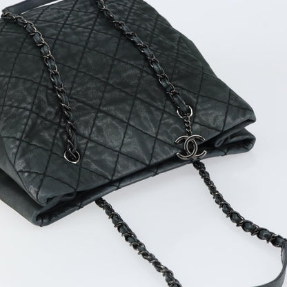 Chanel CC Charm Tote Quilted Iridescent Calfskin, GREEN, LEATHER, Tote bag