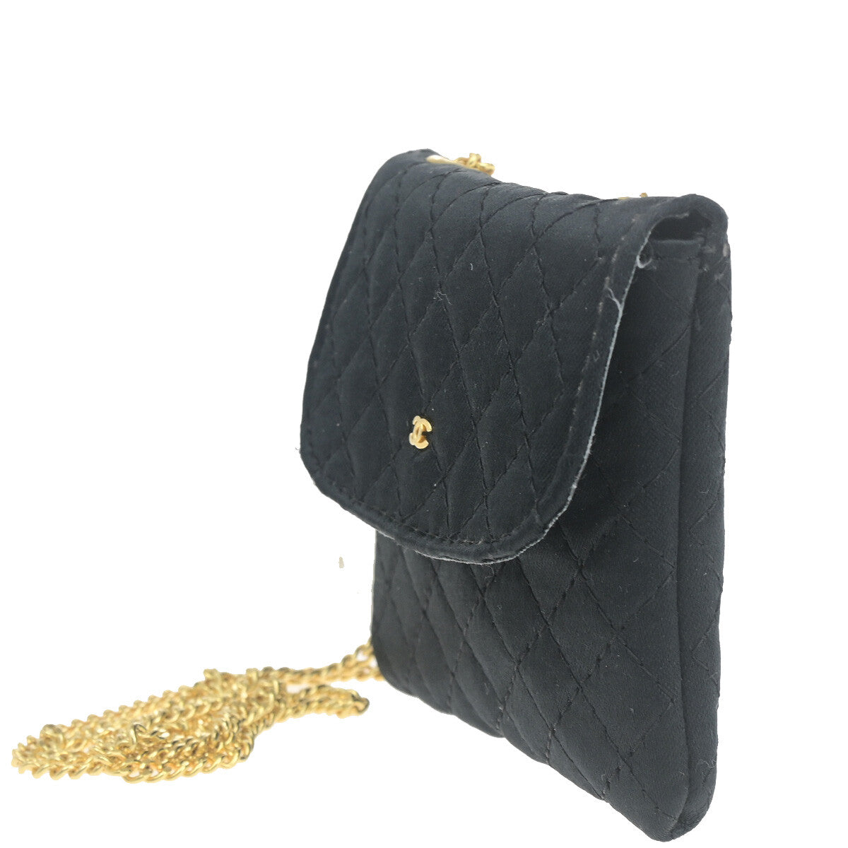 Chanel CC Logo Micro Matelasse Shoulder Bag Pouch Canvas, BLACK, CANVAS, Shoulder bag