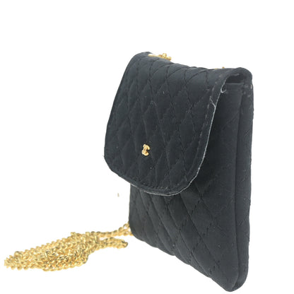 Chanel CC Logo Micro Matelasse Shoulder Bag Pouch Canvas, BLACK, CANVAS, Shoulder bag