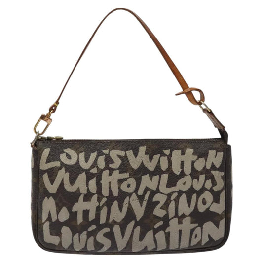 Louis Vuitton Pochette Accessoires Limited Edition Monogram Graffiti, BROWN, CANVAS, Clutche & pouche
