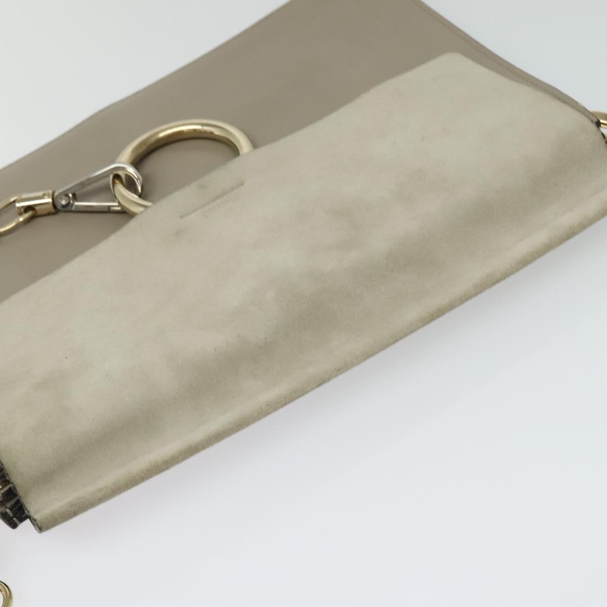 Chloe Faye Shoulder Bag Leather and Suede, GRAY, SUEDE, Shoulder bag