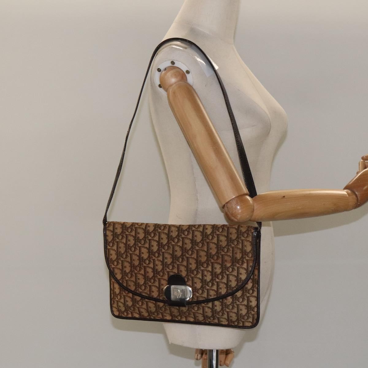 Christian Dior Vintage Trotter Shoulder Bag Canvas, BROWN, CANVAS, Shoulder bag