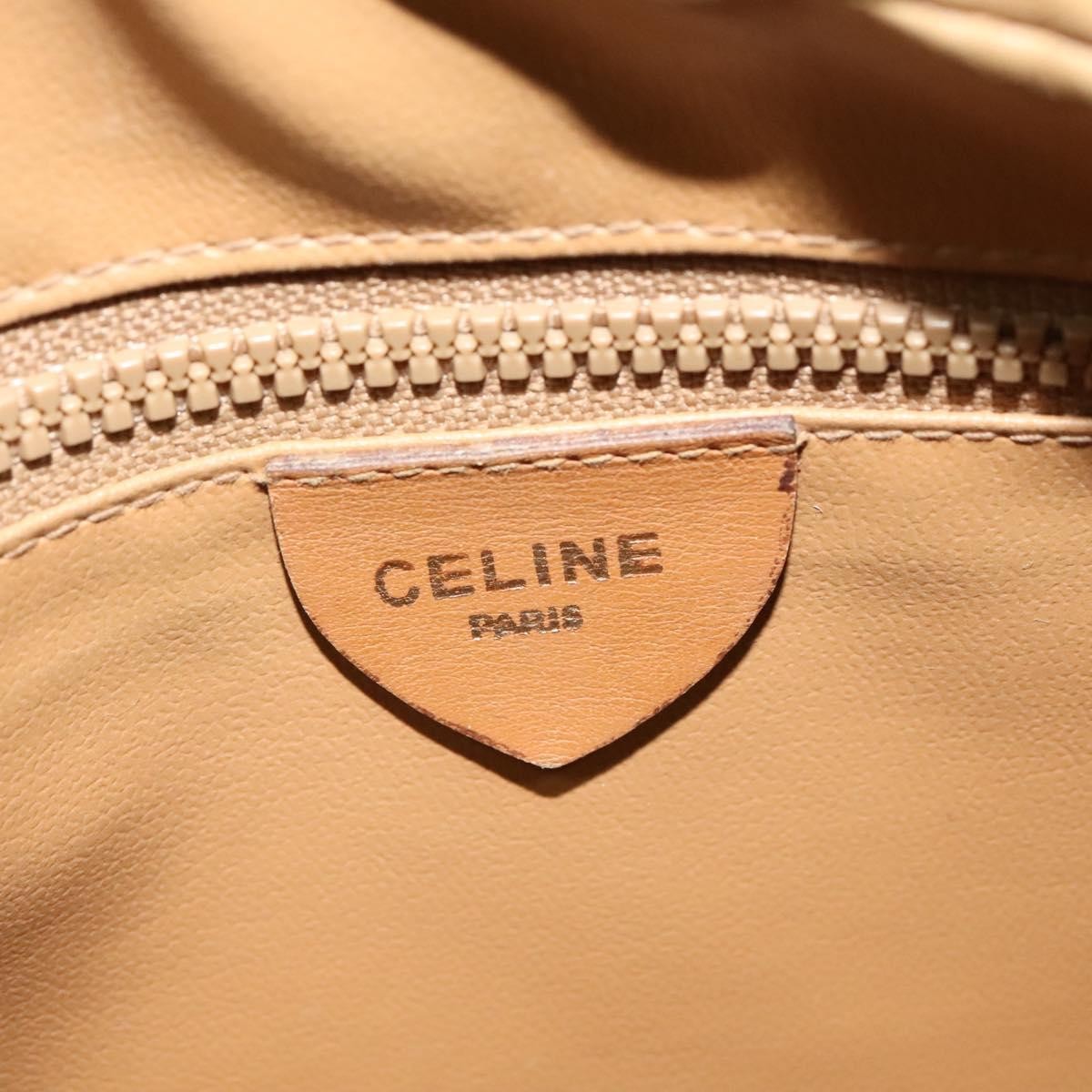 Celine Vintage Macadam Shoulder Bag Canvas and Leather, Beige, Canvas, Shoulder Bag