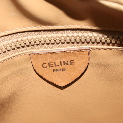 Celine Vintage Macadam Shoulder Bag Canvas and Leather, Beige, Canvas, Shoulder Bag