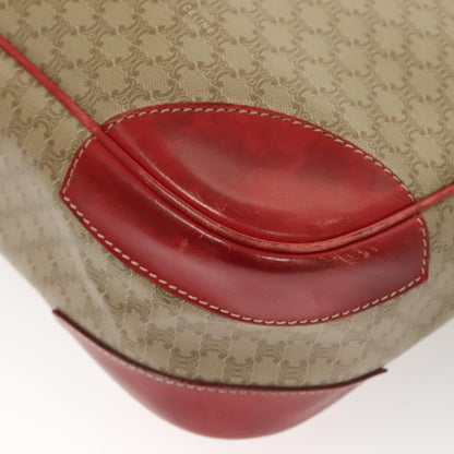 Celine Vintage Macadam Shoulder Bag Canvas and Leather, BEIGE, CANVAS, Shoulder bag