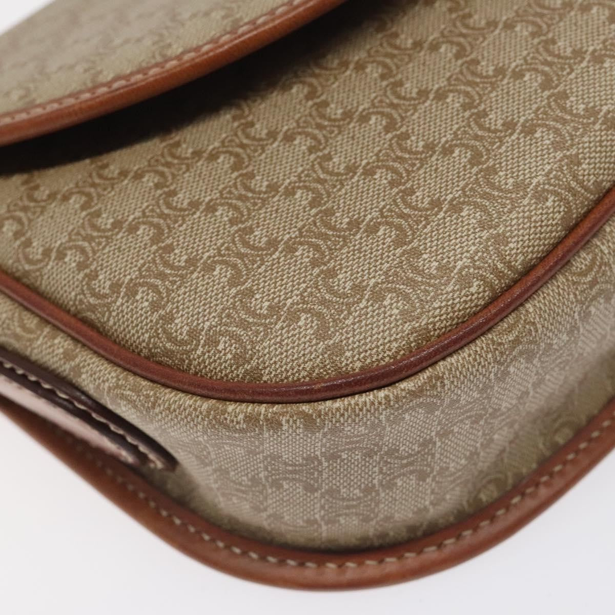 Celine Vintage Macadam Shoulder Bag Canvas, BEIGE, PVC, Shoulder bag