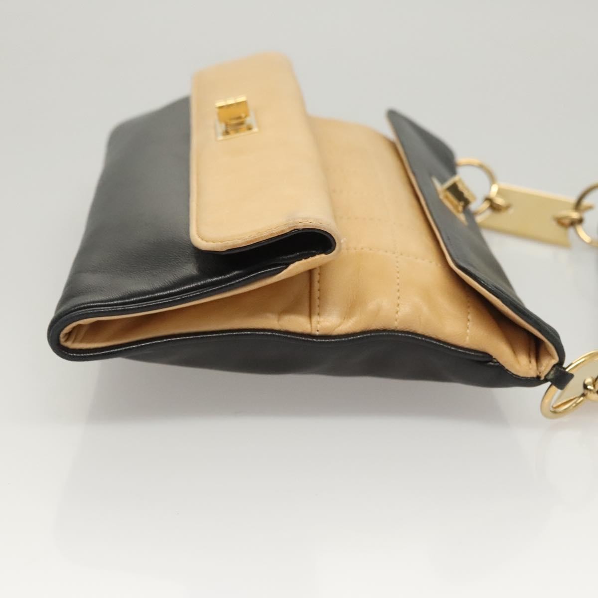 Chanel Chocolate Bar CC Handbag Quilted Lambskin, Beige, Leather, Handbag