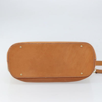 Celine Vintage Macadam Handbag Canvas and Leather, BEIGE, CANVAS, Handbag
