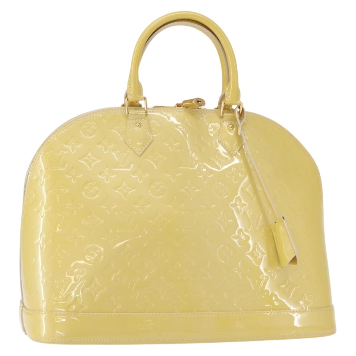 Louis Vuitton Alma Handbag Monogram Vernis, YELLOW, PATENT_LEATHER, Handbag