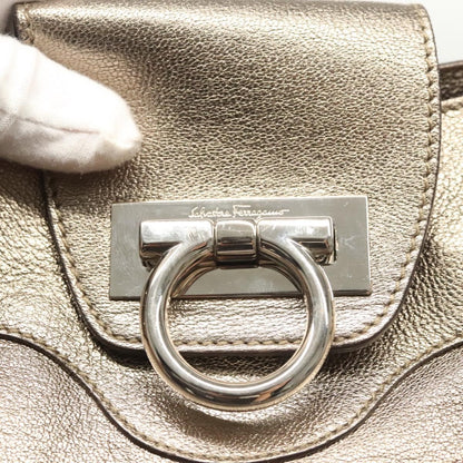 Salvatore Ferragamo Marisa Satchel Leather, GOLD, LEATHER, Handbag
