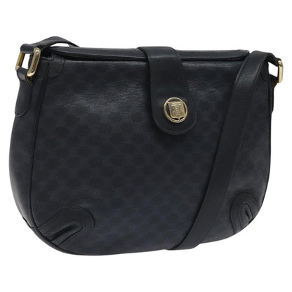 Celine Vintage Macadam Shoulder Bag Canvas and Leather, BLACK, CANVAS, Shoulder bag