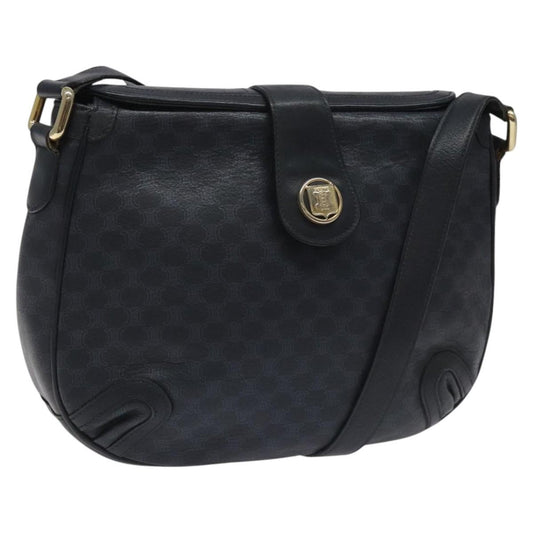 Celine Vintage Macadam Shoulder Bag Canvas and Leather, BLACK, CANVAS, Shoulder bag