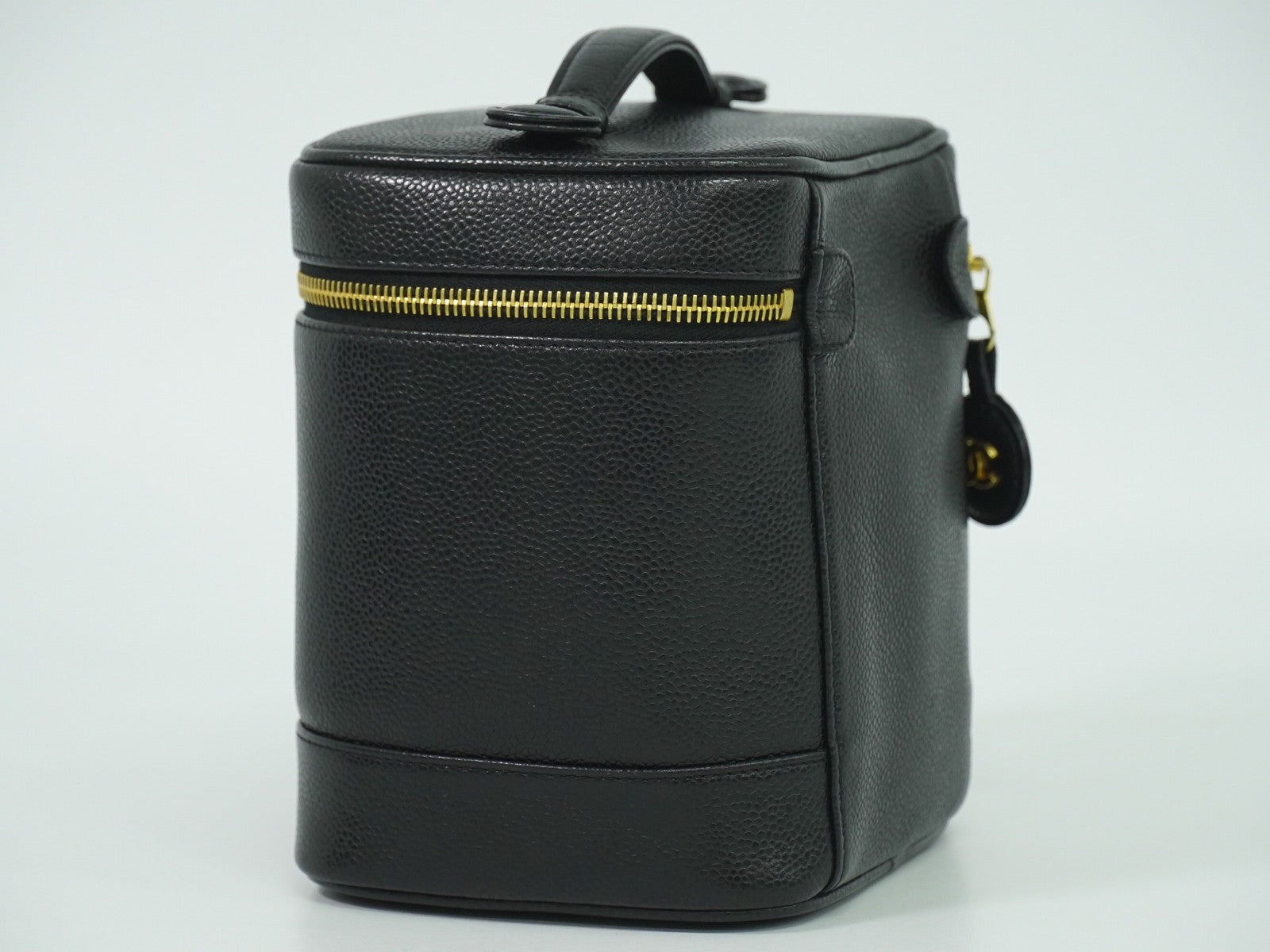 Chanel Vanity pouch Leather, BLACK, LEATHER, Toiletry Case