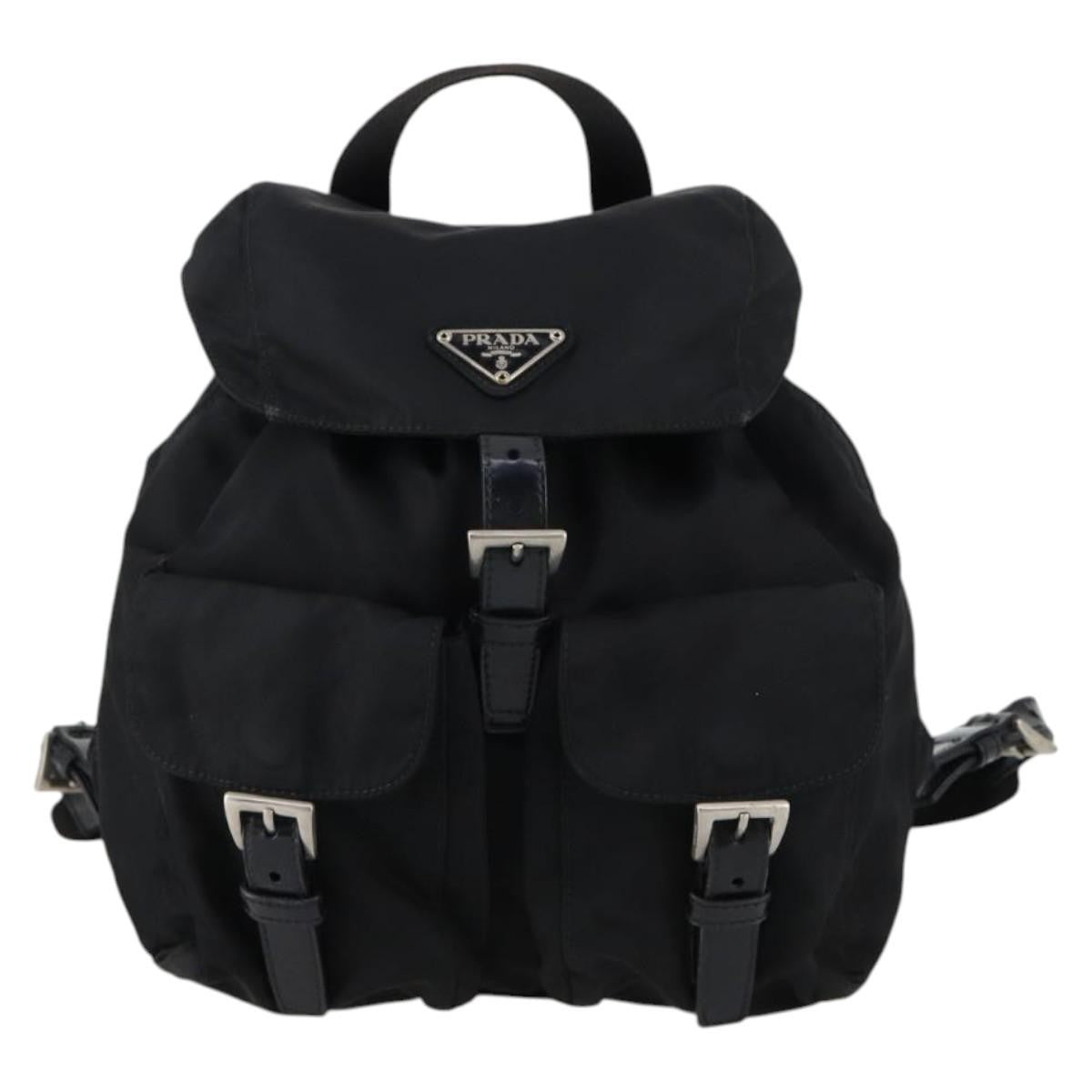 Prada Double Front Pocket Backpack Tessuto, BLACK, NYLON, Backpack