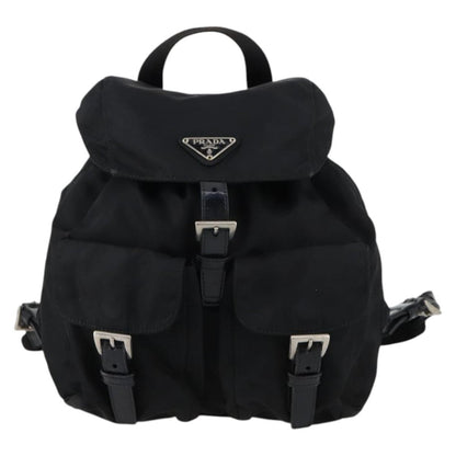 Prada Double Front Pocket Backpack Tessuto, BLACK, NYLON, Backpack