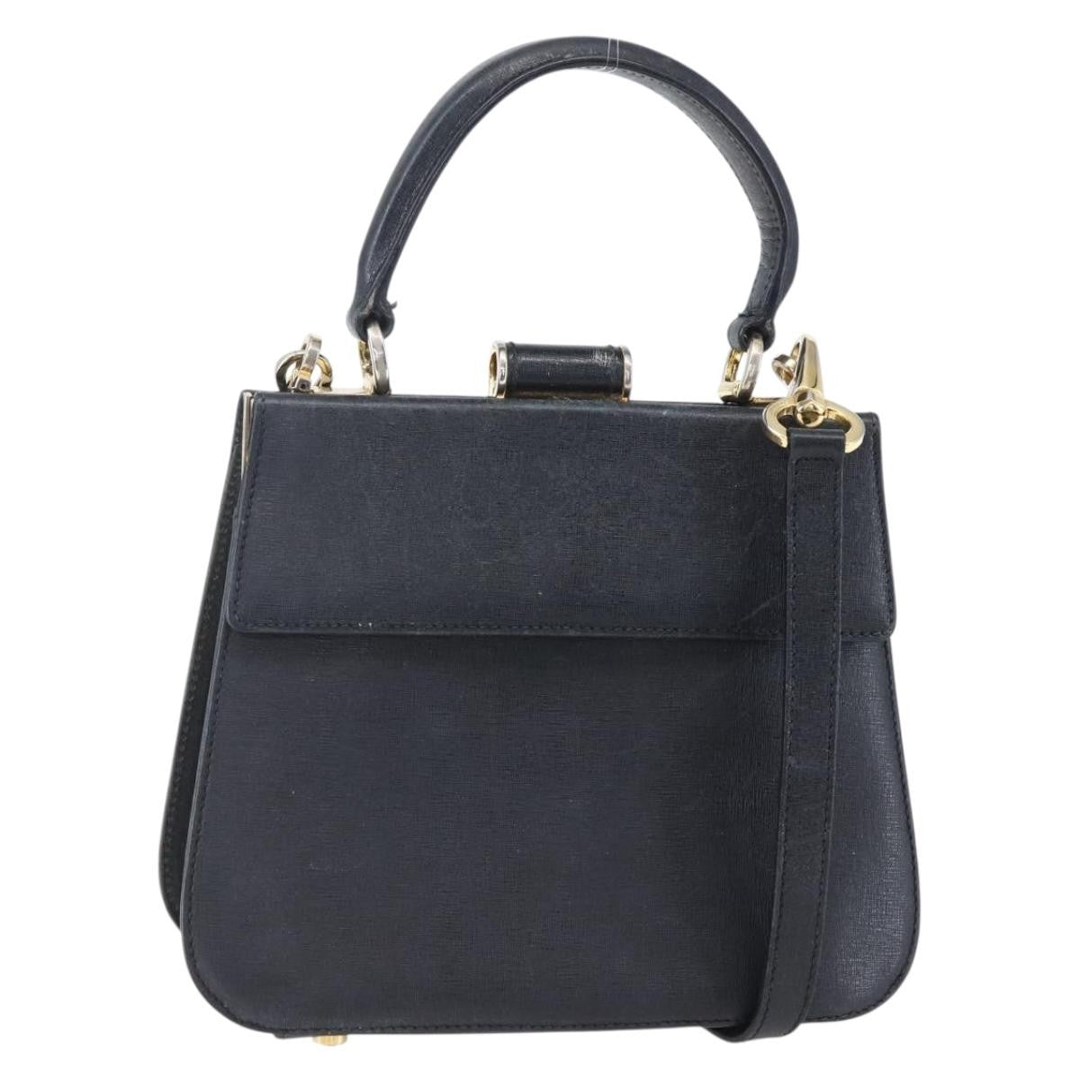 Salvatore Ferragamo Vintage Shoulder Bag Leather, BLACK, LEATHER, Shoulder bag