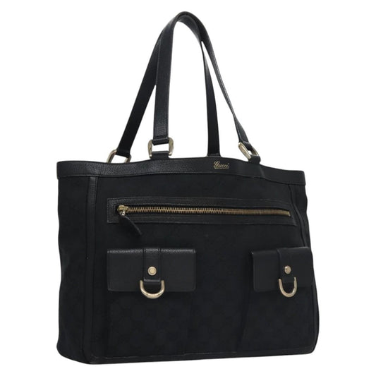 Gucci Abbey Pocket Tote GG Canvas, BLACK, CANVAS, Tote bag