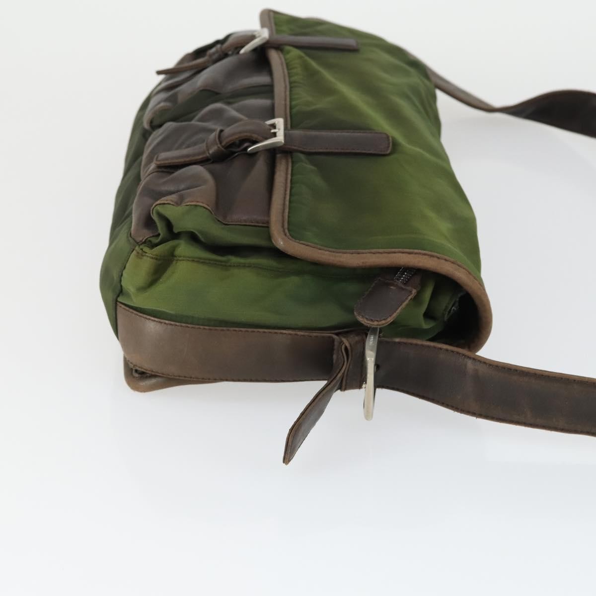 Prada Vintage Shoulder Bag Nylon and Leather, GREEN, NYLON, Shoulder bag