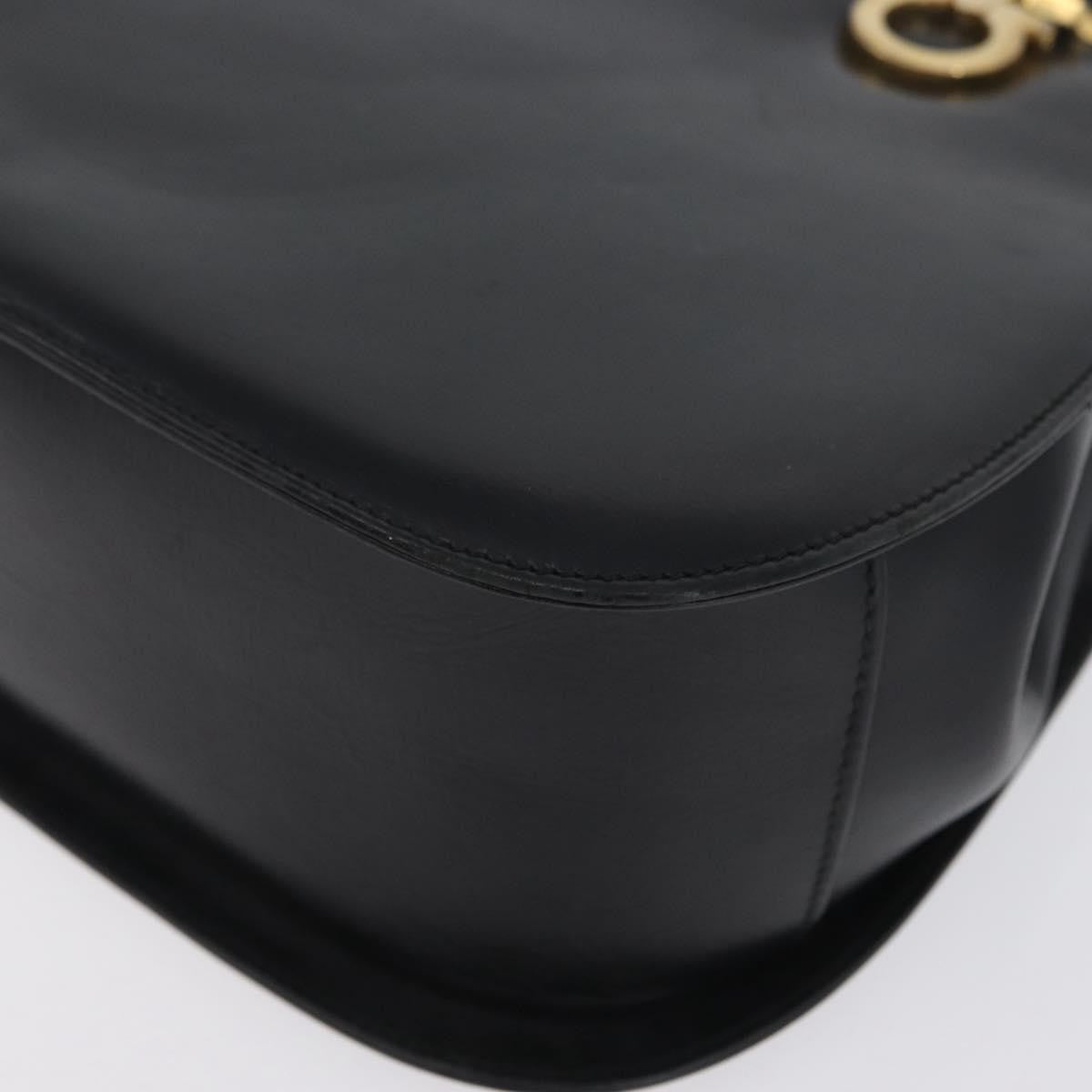 Salvatore Ferragamo Gancini handbag Leather, BLACK, LEATHER, Handbag