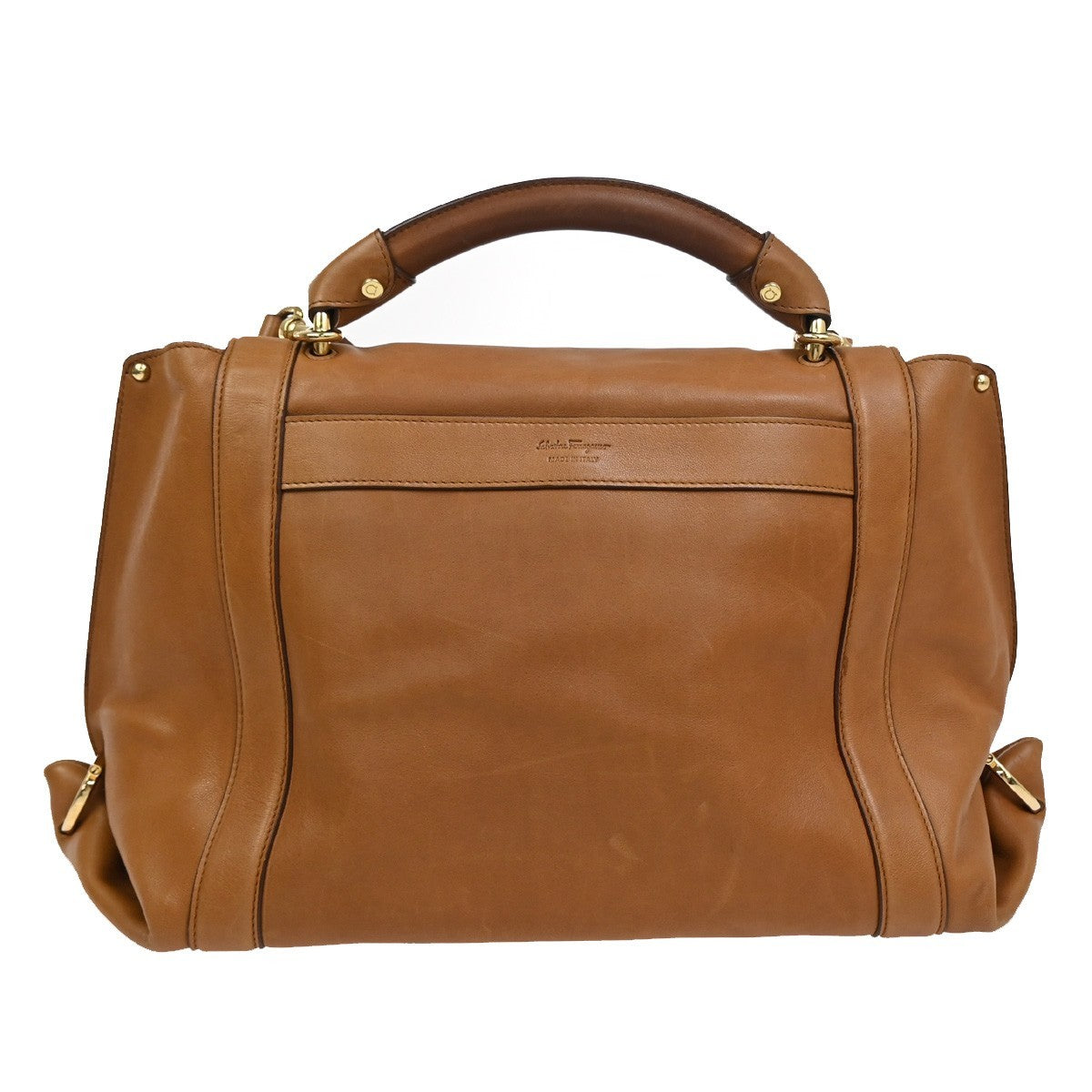 Salvatore Ferragamo Suzanna Satchel Smooth Leather, BROWN, LEATHER, Handbag