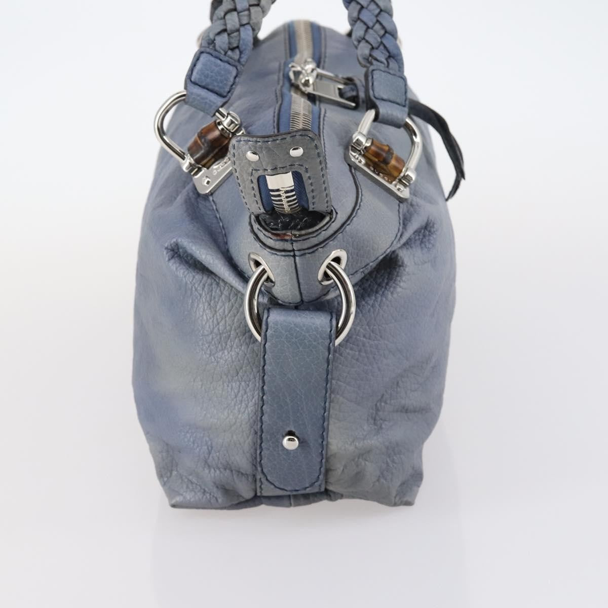 Gucci Bamboo Bar Shoulder Bag Leather, BLUE, LEATHER, Shoulder bag