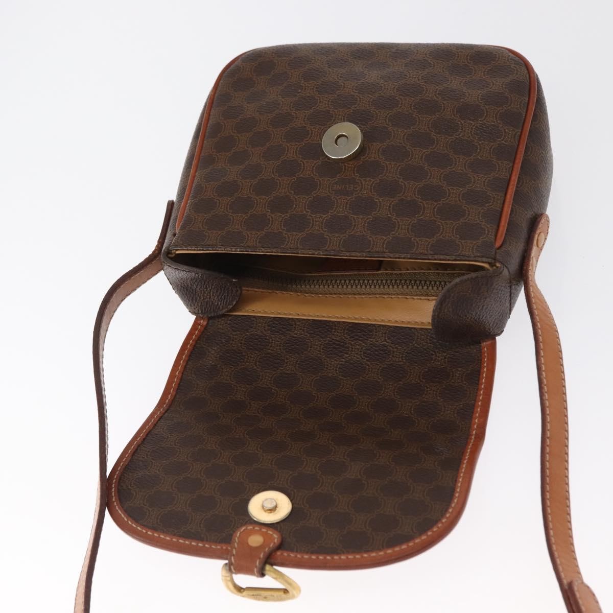 Celine Vintage Macadam Shoulder Bag Canvas and Leather, BROWN, CANVAS, Shoulder bag