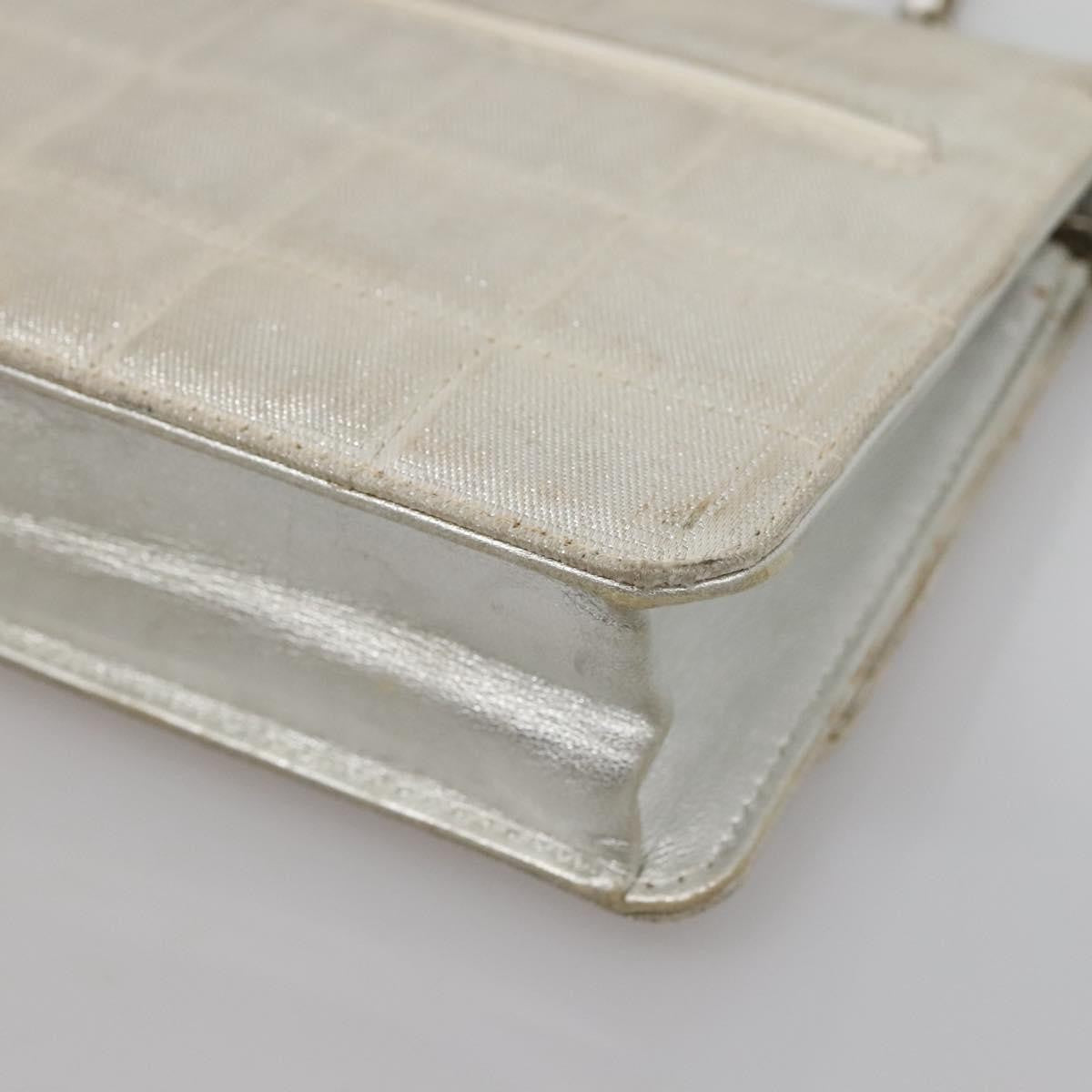 Chanel Travel Line Wallet on Chain Quilted Nylon, Silver, Nylon, Wallet