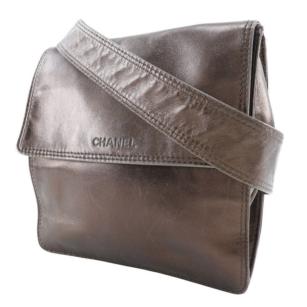 Chanel Vintage Shoulder Bag Leather, BROWN, LEATHER, Shoulder bag