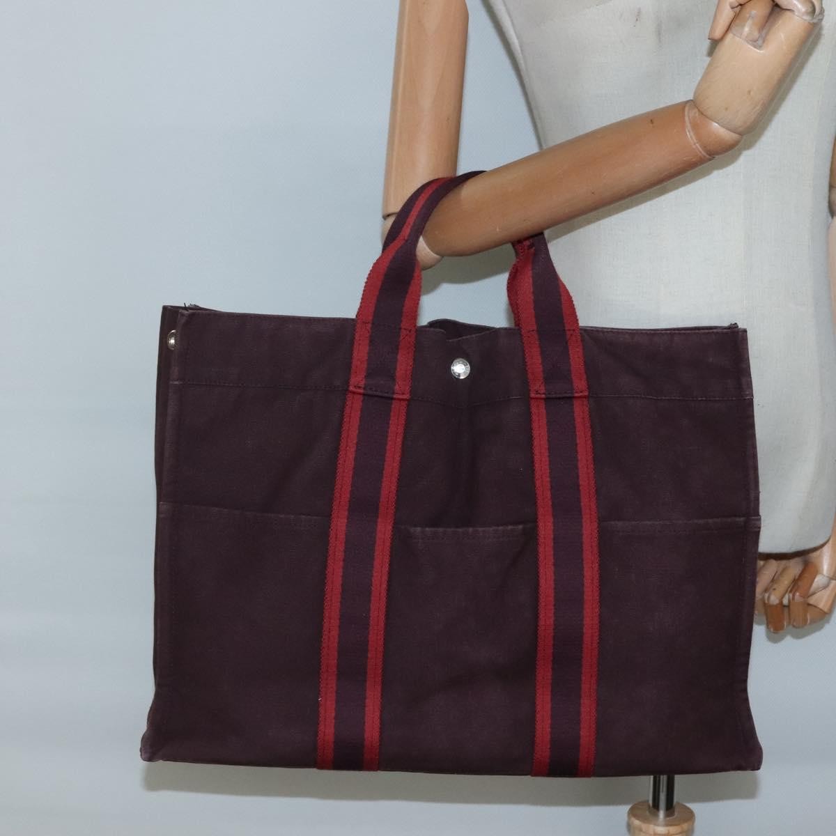 Hermes Fourre Tout Tote Canvas, RED, CANVAS, Tote bag