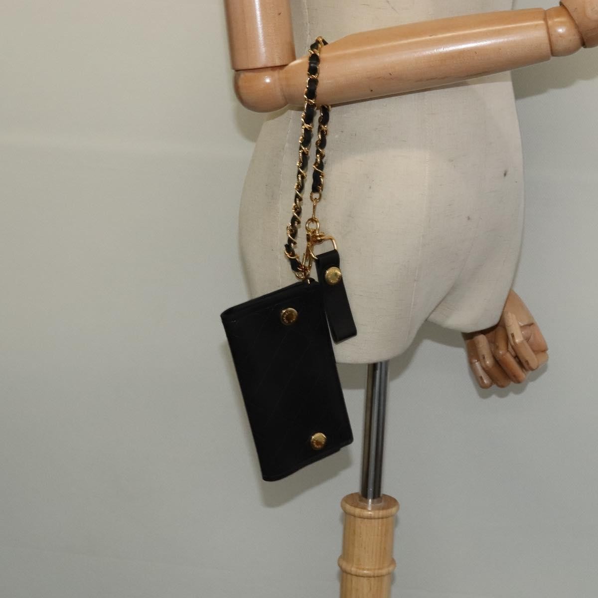Chanel Classic Card Holder on Chain Wristlet Leather, BLACK, LEATHER, Wallets