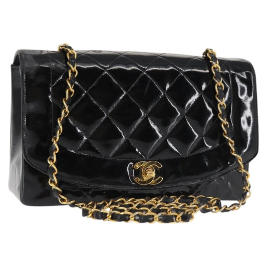 Chanel Vintage Diana Flap Bag Quilted Patent, BLACK, PATENT_LEATHER, Shoulder bag