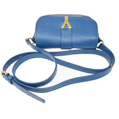 Saint Laurent Chyc Flap Bag Leather, NAVY, LEATHER, Shoulder bag