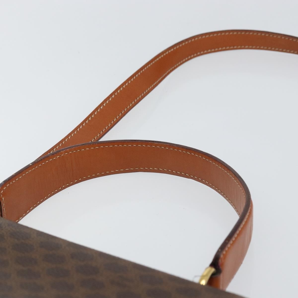 Celine Vintage Macadam Handbag Canvas, BROWN, PVC, Handbag