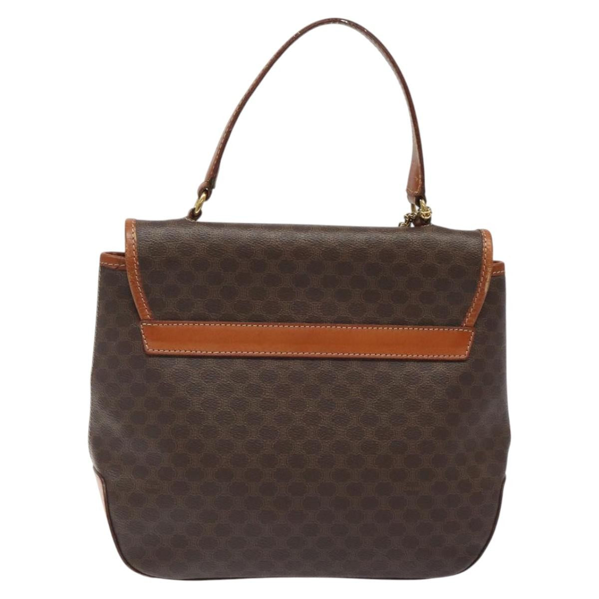 Celine Macadam Handbag Macadam with leather, BROWN, CANVAS, Handbag