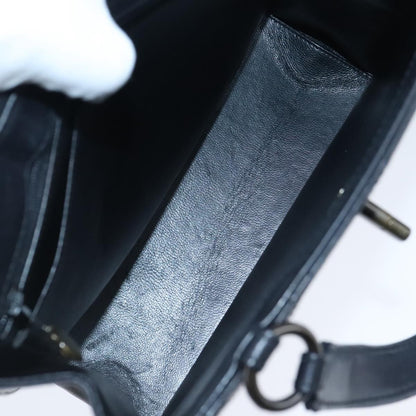 Chanel Vintage CC Turnlock Satchel Leather, BLACK, LEATHER, Handbag