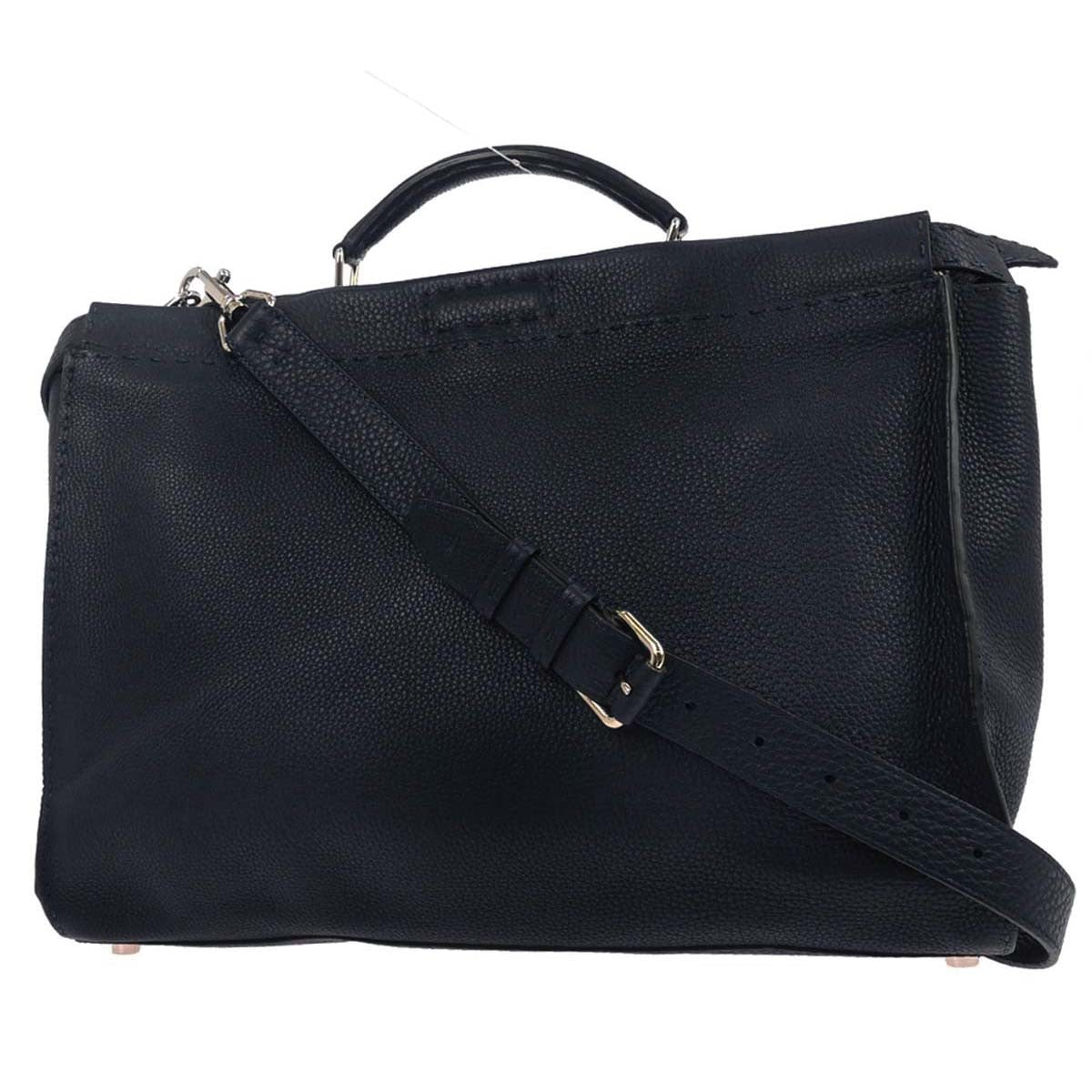 Fendi Selleria Peekaboo Fit Bag Leather, NAVY, LEATHER, Handbag