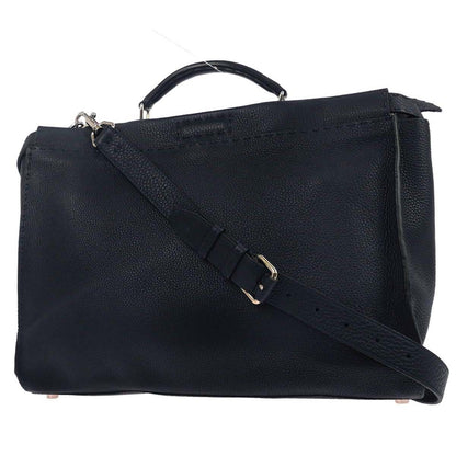 Fendi Selleria Peekaboo Fit Bag Leather, NAVY, LEATHER, Handbag