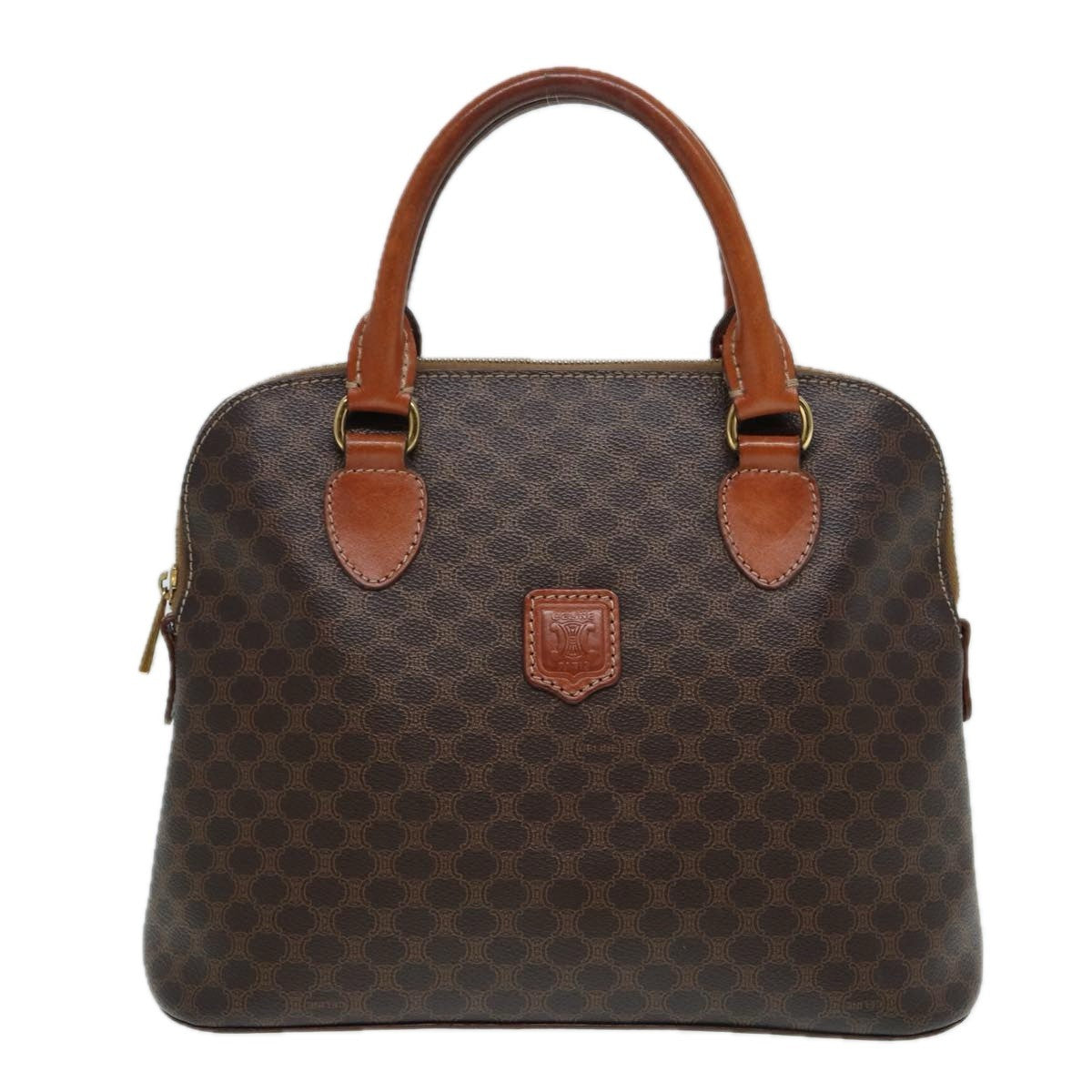 Celine Vintage Macadam Handbag Canvas, BROWN, CANVAS, Handbag