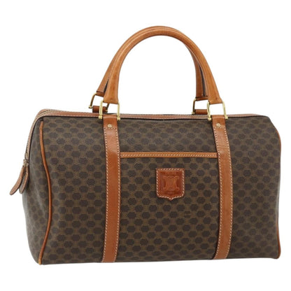 Celine Vintage Macadam Boston bag Canvas and Leather, Brown, Canvas, Travel Bag