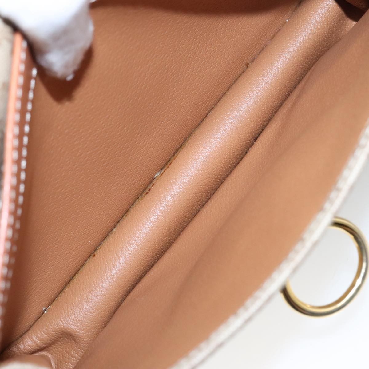 Celine Vintage Macadam Shoulder Bag Canvas and Leather, Beige, Canvas, Shoulder Bag