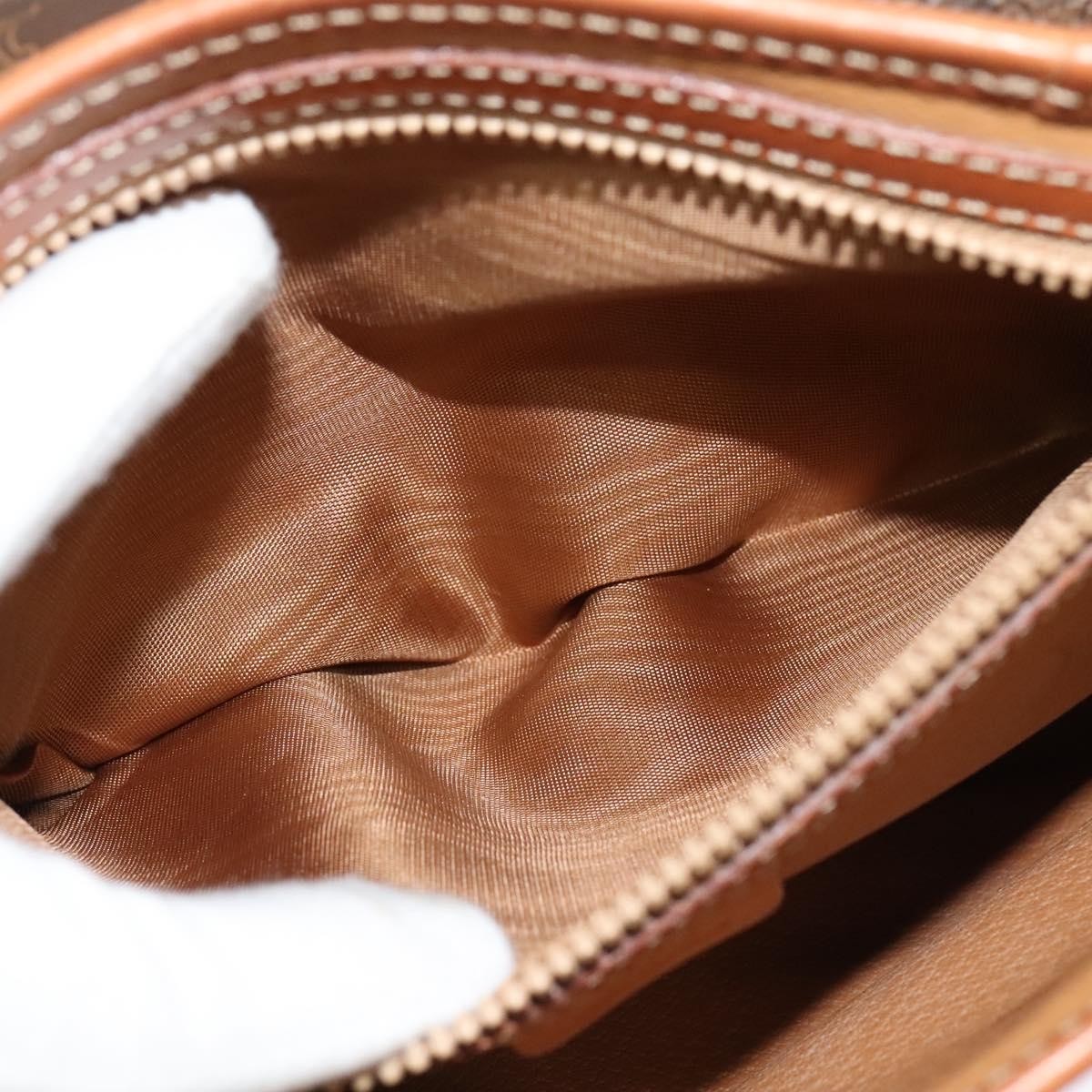 Celine Vintage Macadam Shoulder Bag Canvas and Leather, BROWN, CANVAS, Shoulder bag